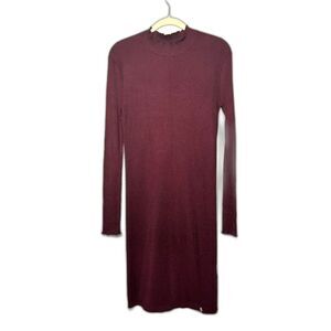 Superdry Dress Women's Size Large 10 Maroon Liana Rib Knit Sweater Burgundy NWT